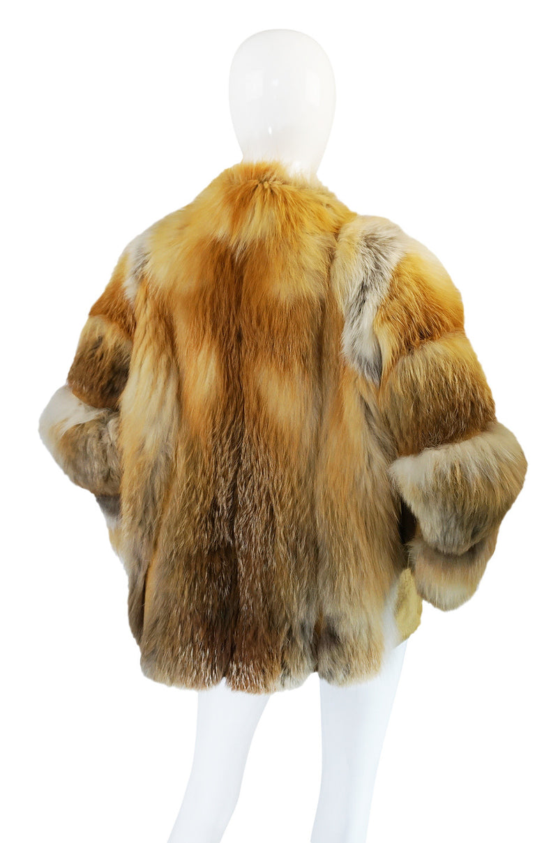 Stunning 1970s Natural Red Fox & Suede Fur Jacket