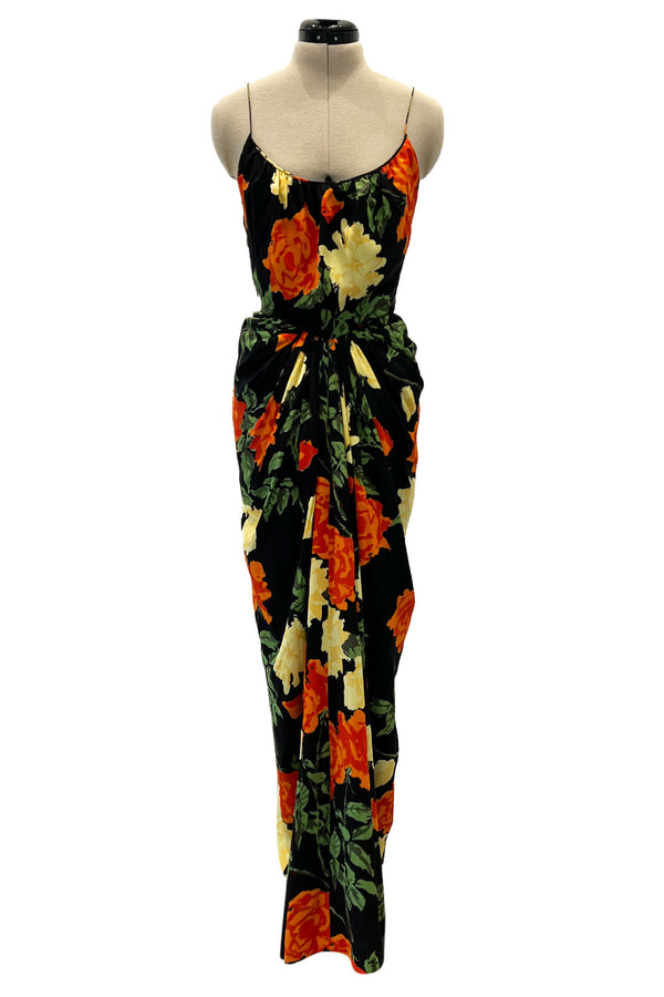 Superb 1957 James Galanos Oversized Floral Print Silk Dress w Matching Jacket