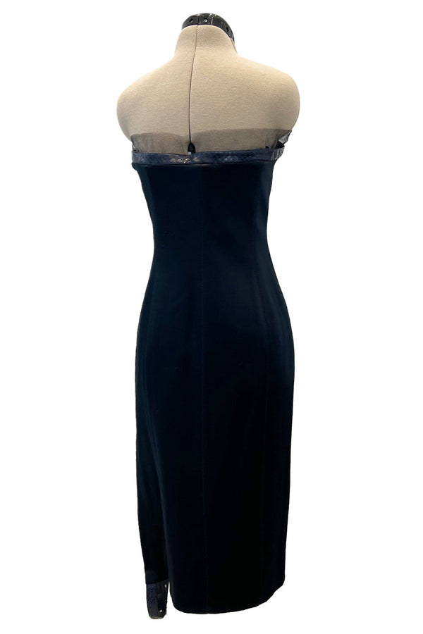 Sexy Spring 2001 Christian Dior by John Galliano Strapless Blue Dress w Leg Garter Strap