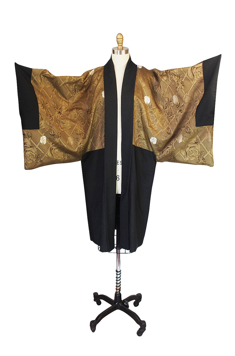 Unusual 1950s Gold Silk Floral Kimono – Shrimpton Couture