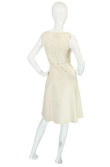c1972 Halston Ultrasuede Zip Front Dress in Cream