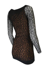 Documented F/W 1990 Azzedine Alaia Black Stretch Lace Dress