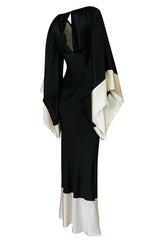 Recent Alexander McQueen Kimono Sleeve Black & White Silk Dress