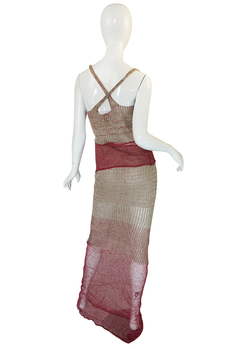 1990s Vivienne Westwood Gilt Painted Knit Skirt & Tank