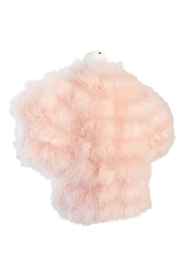 1960s Odette Barsa Pale Pink Ostrich Down Feather Cropped Bolero Jacket