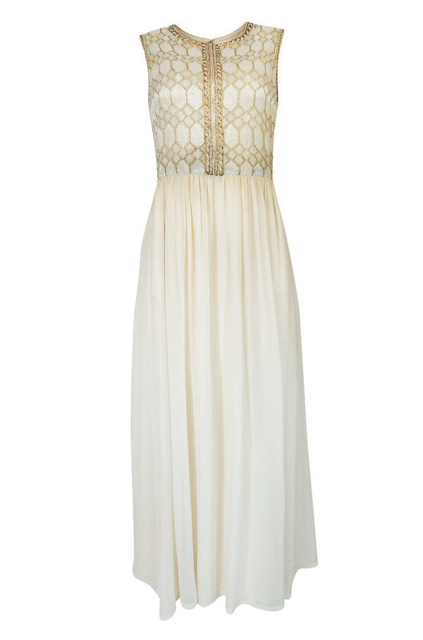 Spring 1961 Balmain Haute Couture Lesage Ivory Beaded Dress w Detachable Cape