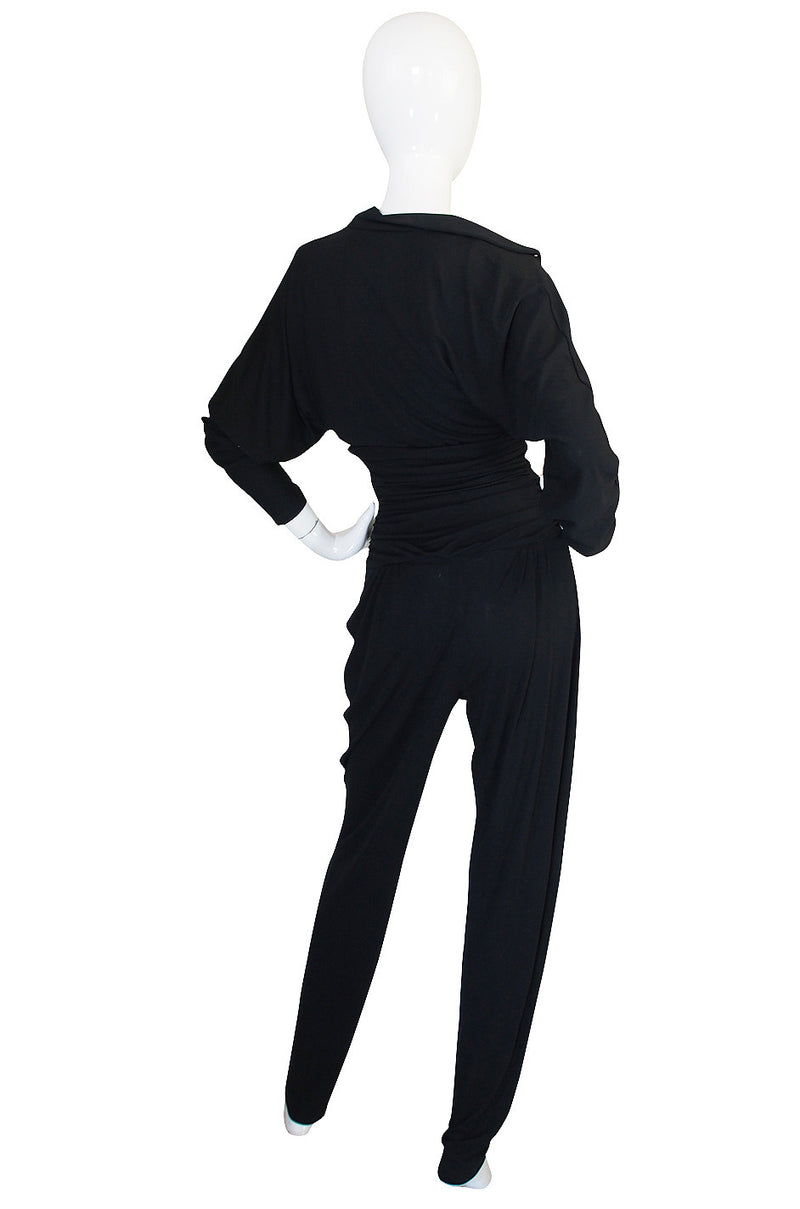 1980s Black Jersey Norma Kamali High Pant & Top Set