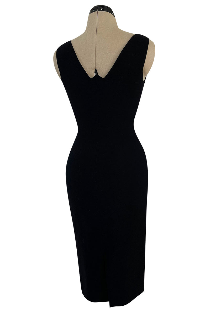 1995 Gianni Versace Couture Fitted Little Black Dress w Plunge Back ...