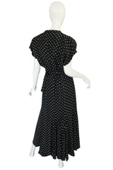 1980s Norma Kamali Black & White Full Skirted Dress