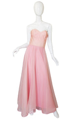 Dramatic 1975 Loris Azzaro Couture Pink Silk Gown & Cape