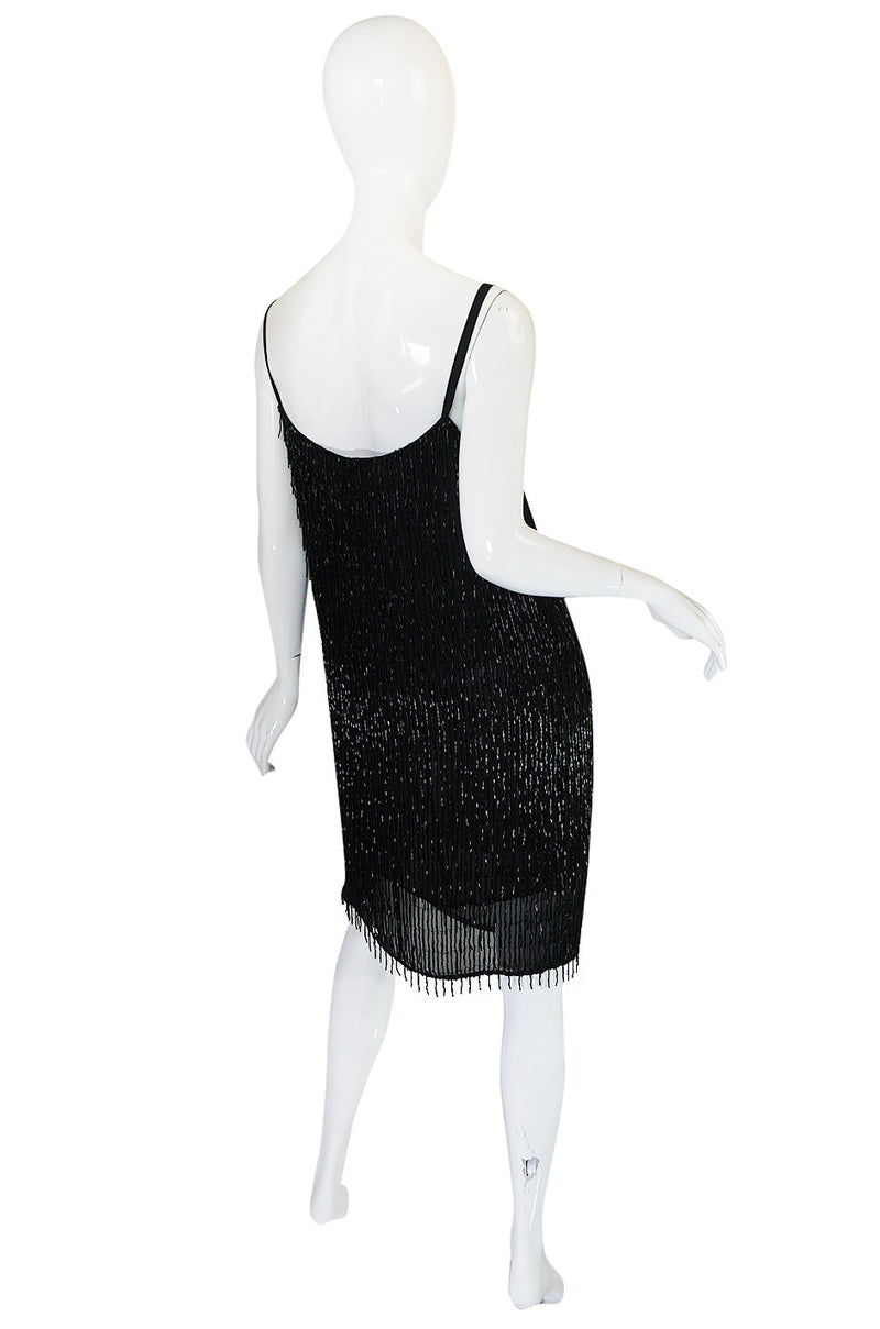 1980s Gianfranco Ferre Beaded Fringe Mini Dress