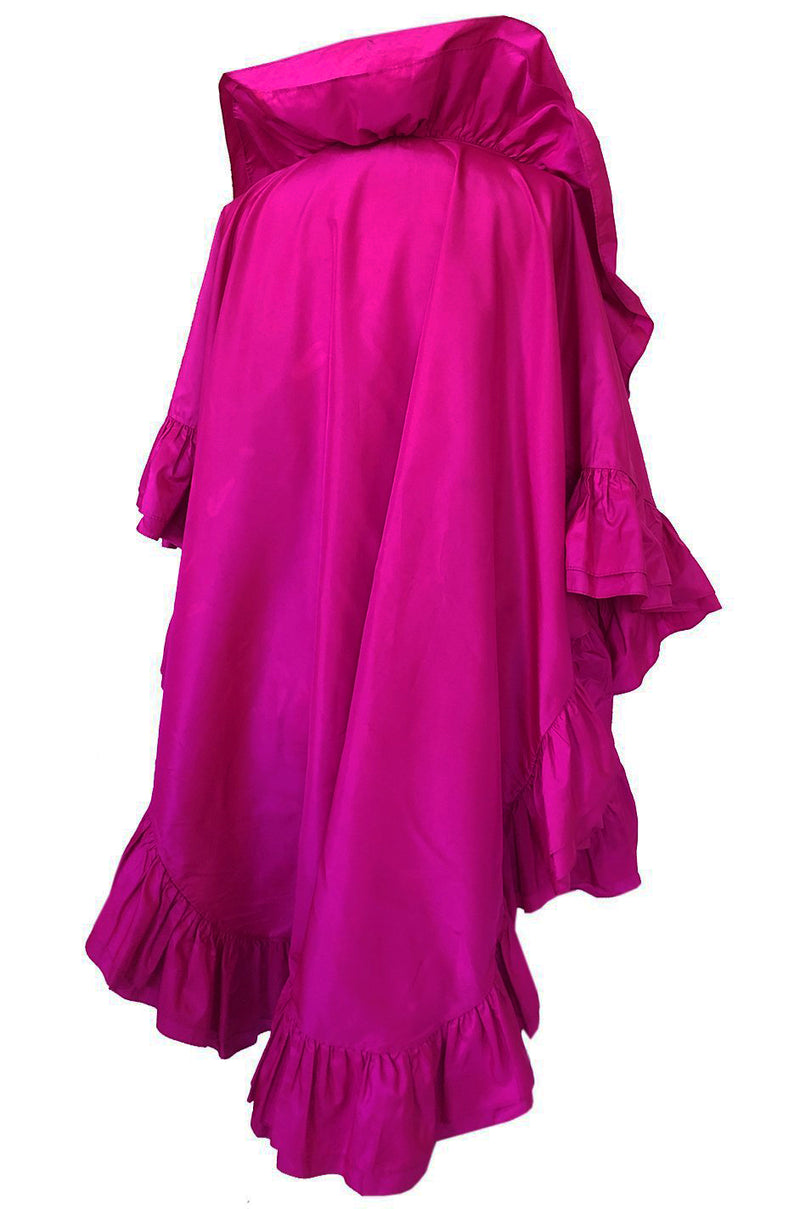 1970s Christian Dior Silk Pink Fuschia Ruffled Evening Cape or Shawl ...