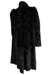 Documented 1973 Biba by Barbara Hulanicki Rare Maternity Label Black Faux Fur Swing Coat