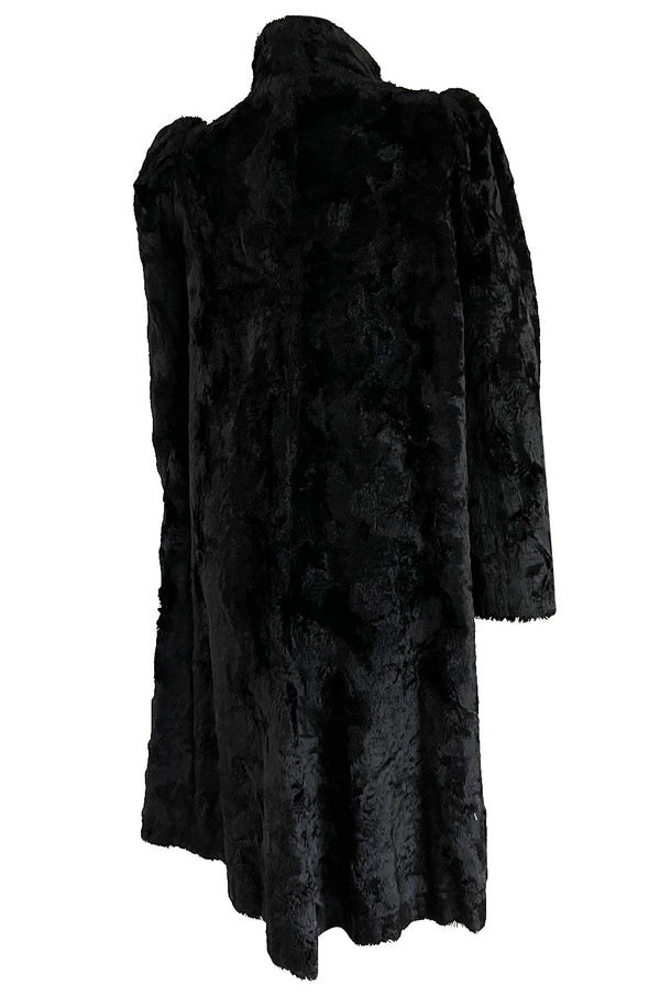 Documented 1973 Biba by Barbara Hulanicki Rare Maternity Label Black Faux Fur Swing Coat