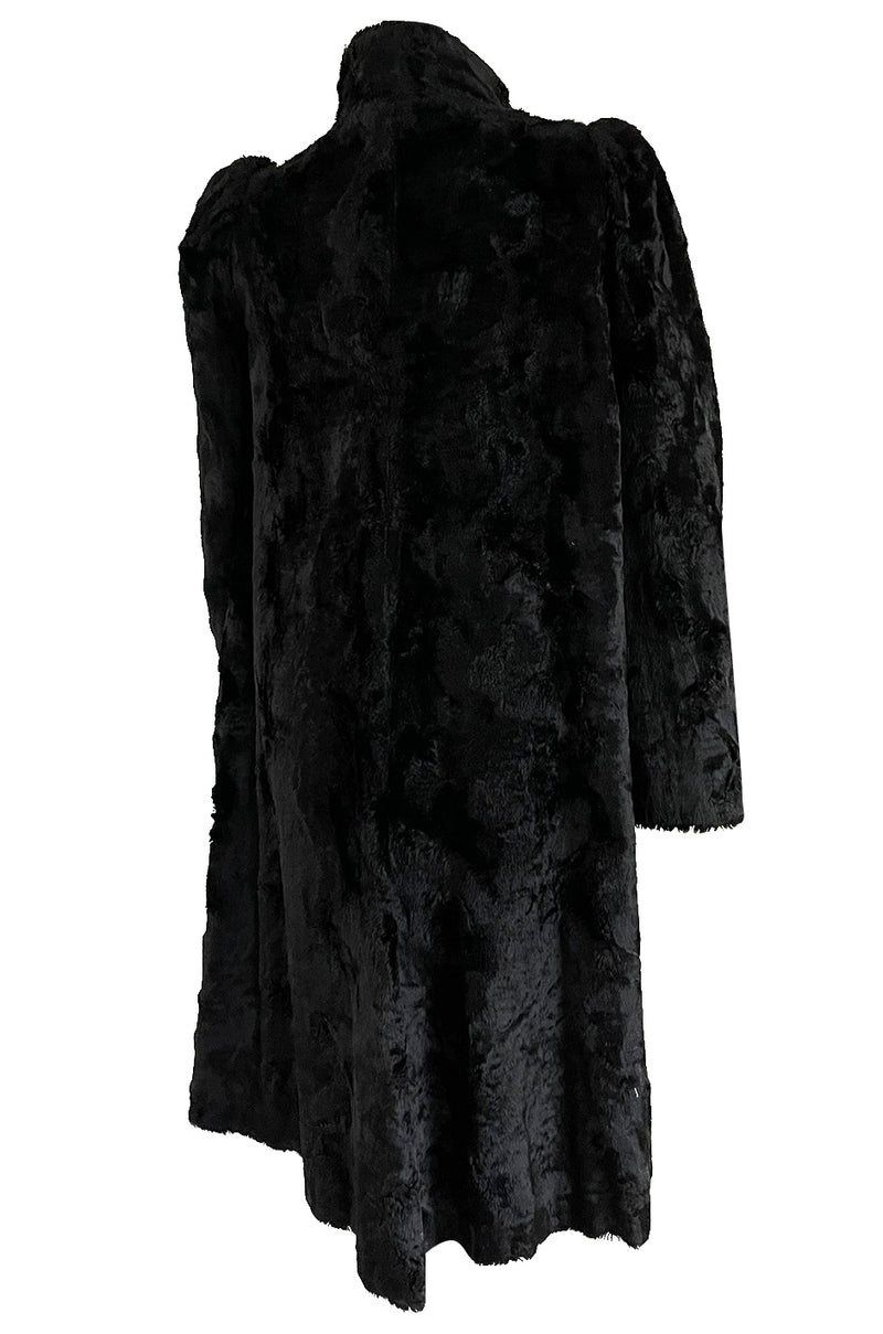 Documented 1973 Biba by Barbara Hulanicki Rare Maternity Label Black Faux Fur Swing Coat