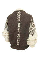 1980s Givenchy Shetland Wool Numbered Sweater w Bead & Sequin Detailing