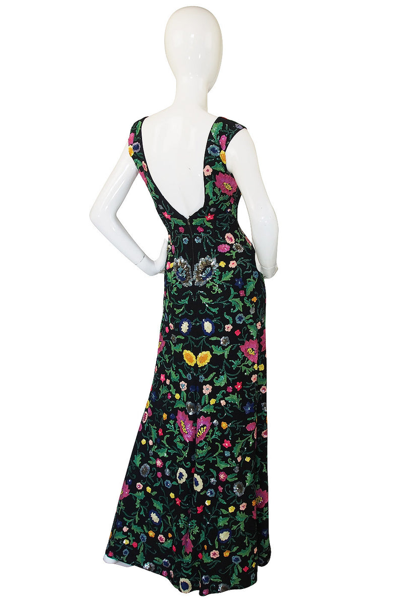 Spectacular Late 1920s, Early 30s Floral Sequin Gown