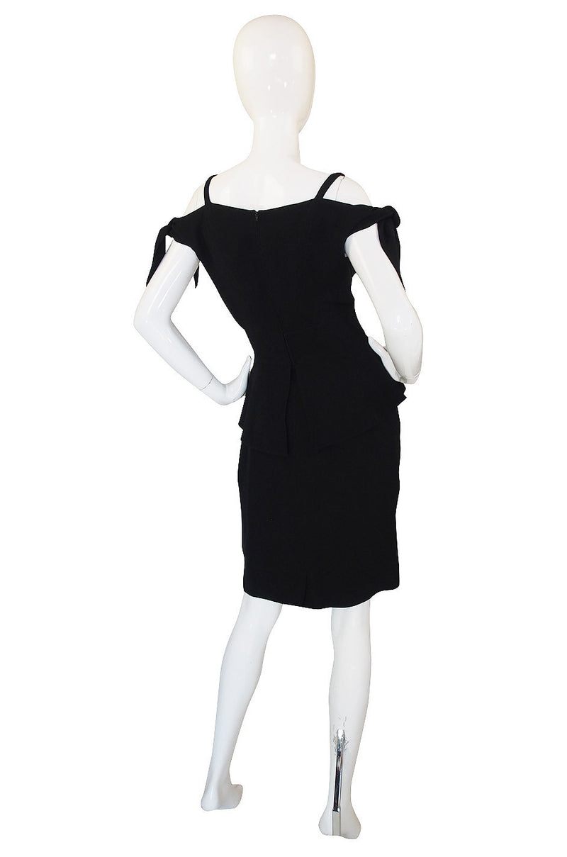 1980s Claude Montana Fitted Peplum Dress