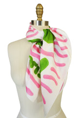c1970 Hand Painted Print Courreges Cotton Scarf