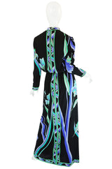 1970s Vivid Print Silk Jersey Print Leonard Maxi Dress