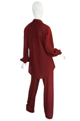 c.1974 Halston Deep Burgundy Evening Pajama Set