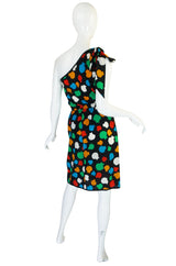 1970s One Shoulder Yves Saint Laurent Silk Dress Set