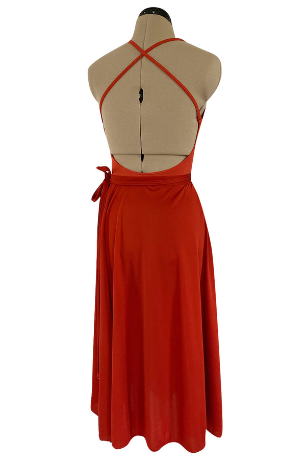 Original 1987 Danskins Deep Rust Coloured Stretch Jersey Bodysuit & Wrap Skirt