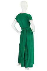1980s Emerald Green Jean Muir Flowing Wrap Top & Pants