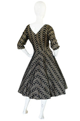 1950s Cut Out Black & Nude Full Skirted Summer Dress