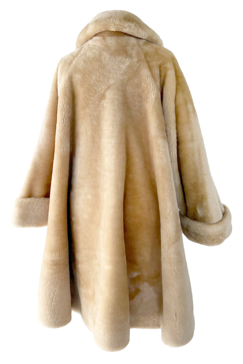 Gorgeous 1980s Christian Dior 'Teddy Bear Soft Thick Faux Fur Swing Tent Flare Coat