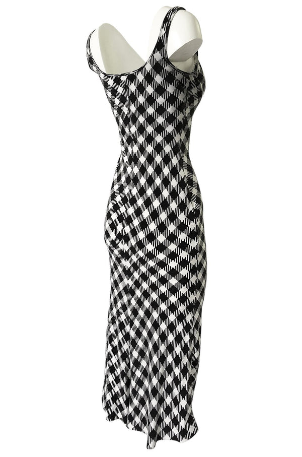 1995 Christian Dior by Gianfranco Ferre Runway Graphic B&W Dress