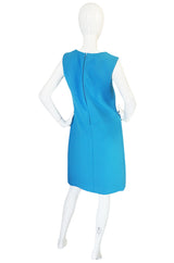 1960s Norman Norell Beautiful Blue Shift Dress