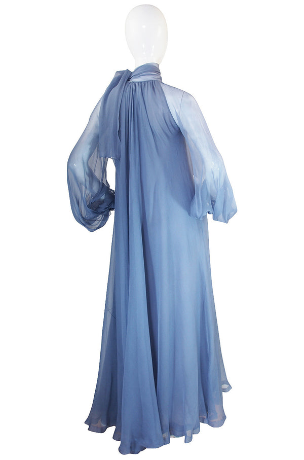 Documented Fall 1973 Haute Couture Yves Saint Laurent Silk Gown