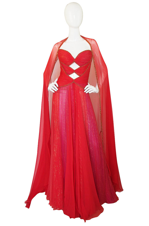 Fall 2001 Red & Gold Bob Mackie Cut Out Gown