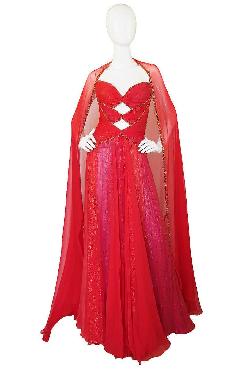 Fall 2001 Red & Gold Bob Mackie Cut Out Gown