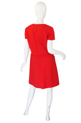 1980s Red Seamed Courreges Shift Dress