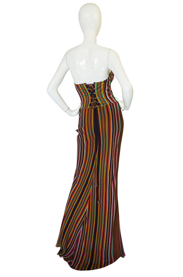 S/S 2002 Galliano for Christian Dior Striped Corset Dress