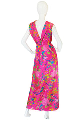 1970s Vibrant Pink Silk Twill Adele Simpson Dress
