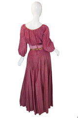 1960s Pat Sandler Pink & Gold Maxi Dress