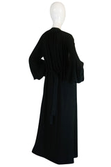 c1969 Iconic Ossie Clark "Graduation" Black Plunge Dress