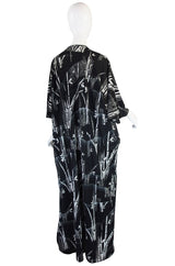 1970s Lanvin Black & White Print Jersey Caftan