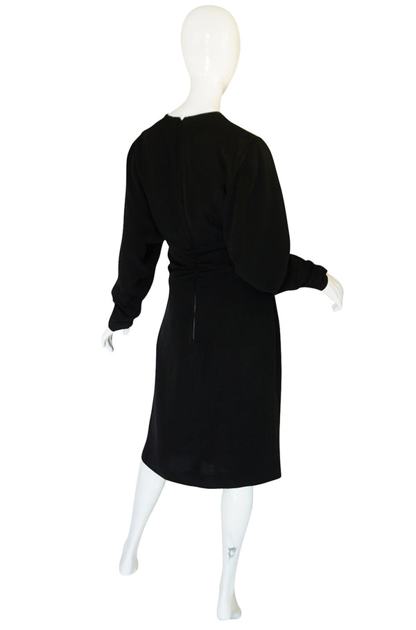 1980s Nina Ricci Demi-Couture Velvet Accented Dress