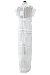 Pristine Mid 2000s Givenchy by Riccardo Tisci White Cotton Gauze & Lace Dress w Matching Underdress