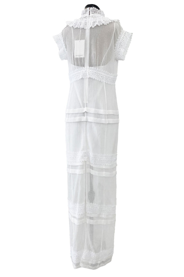 Pristine Mid 2000s Givenchy by Riccardo Tisci White Cotton Gauze & Lace Dress w Matching Underdress