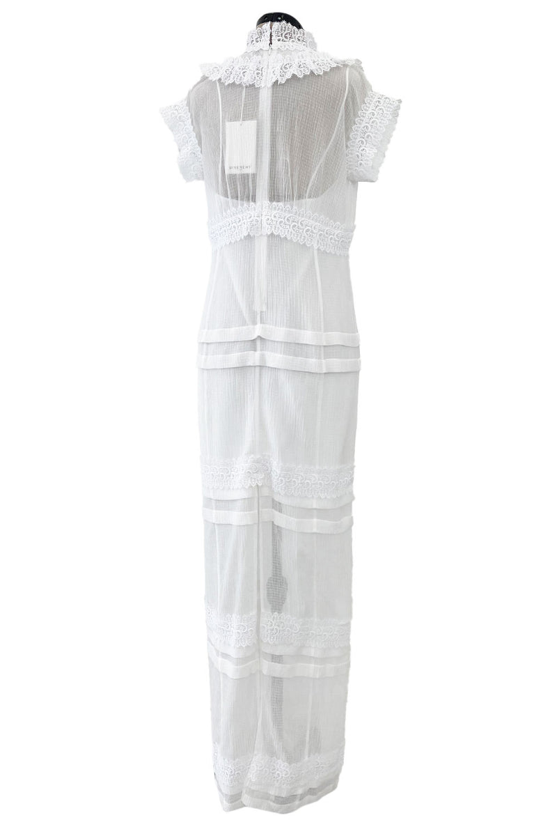 Pristine Mid 2000s Givenchy by Riccardo Tisci White Cotton Gauze & Lace Dress w Matching Underdress