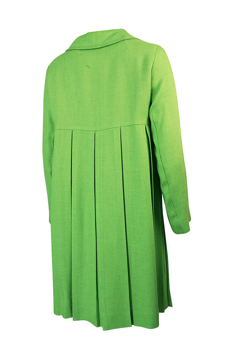 1960s Lee Parker Original Pleated Baby Doll Lime Green Coat