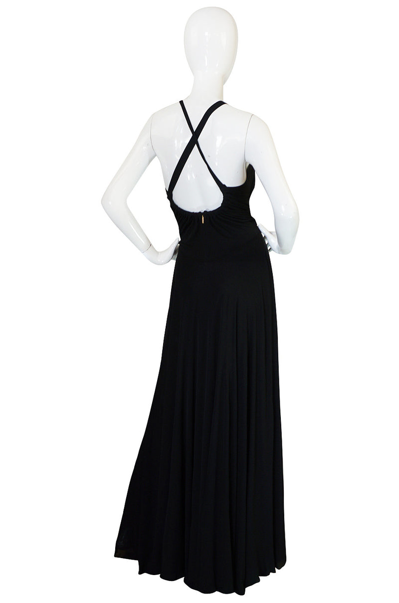 Recent Roberto Cavalli Plunging Black Silk Jersey Dress