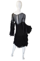 1990s Oscar De La Renta Silk Ruffle Dress