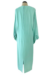 Rare 1978 Pierre Cardin Haute Couture Pale Mint Turquoise Silk Avante Garde Sack Dress