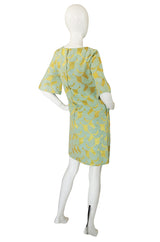 1960s Blue & Gold Metallic Mod Dress